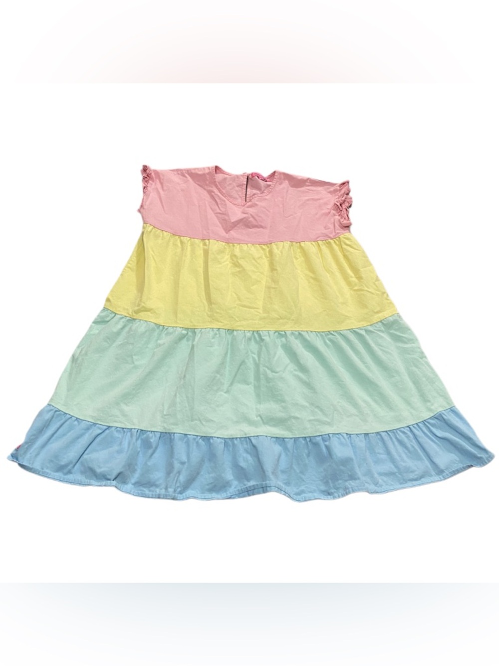 Simply southern rainbow cotton colorblock babydoll mini dress ruffle Large - Picture 2 of 7